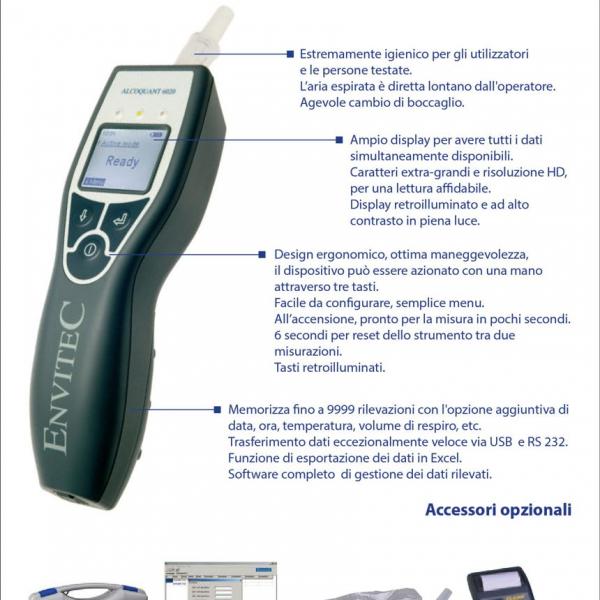 Scheda tecnica per etilometro elettronico